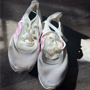 White and Purple Adidas Sneakers